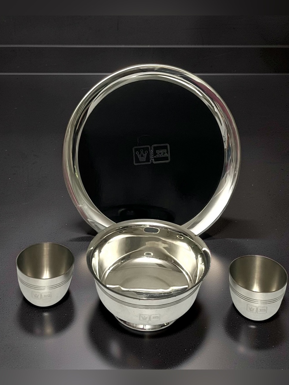 Vintage MCM Antique Pewter Bar Set